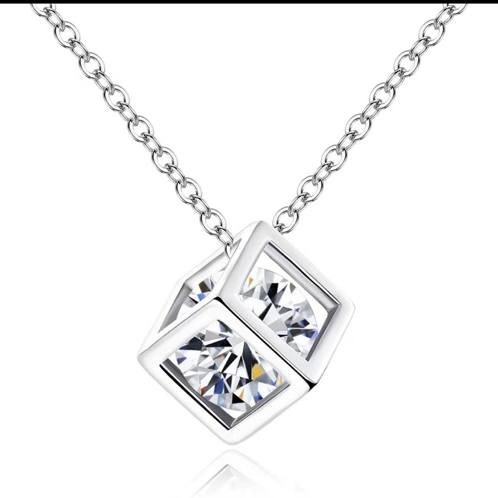 Zirconia Cube sparkle Necklace- NEW